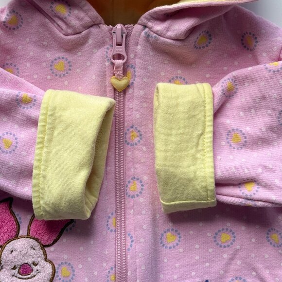 Disney Y2K Infant Pink Hooded Jacket Piglet Embroidered Cozy 12M Fleece - Picture 6 of 11